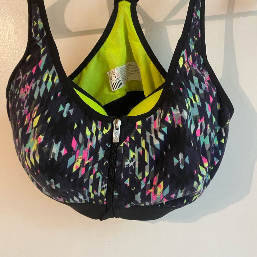 VSX Black and Neon Patterned Sports Bra